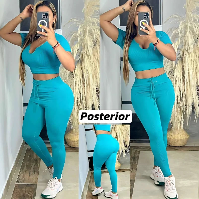 Conjunto Deportivo Acanalado Blusa Corta