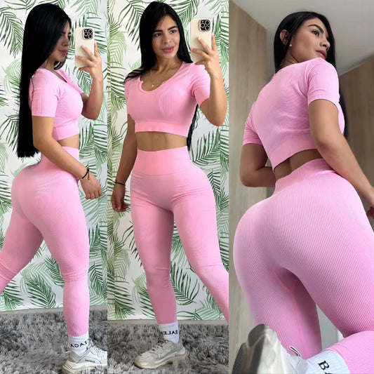 Conjunto Deportivo Acanalado Blusa Corta