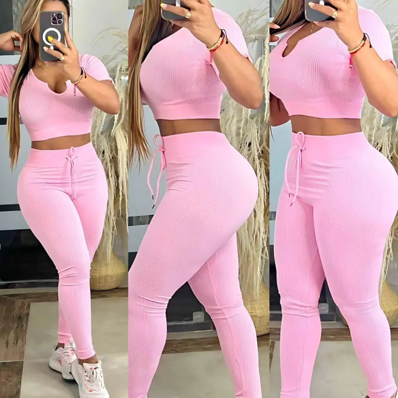 Conjunto Deportivo Acanalado Blusa Corta